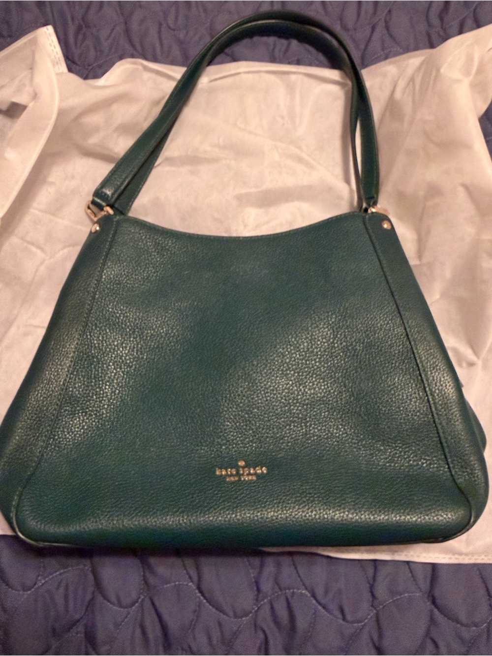 kate spade Teal Green Pebble Leather Shoulder Bag